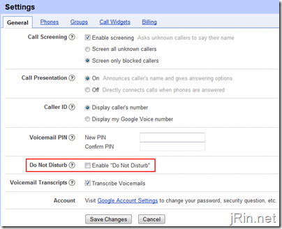 google voice do not disturb